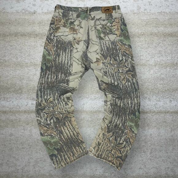 Vintage Realtree Hunting Camo Jeans Baggy Wide Leg Fit Denim Duxbak Woodland 90s - Picture 1 of 5